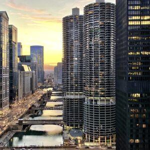 Sunset At The Chicago River